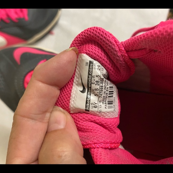 Hot pink & Gray High Top Youth Nikes - Picture 5 of 7